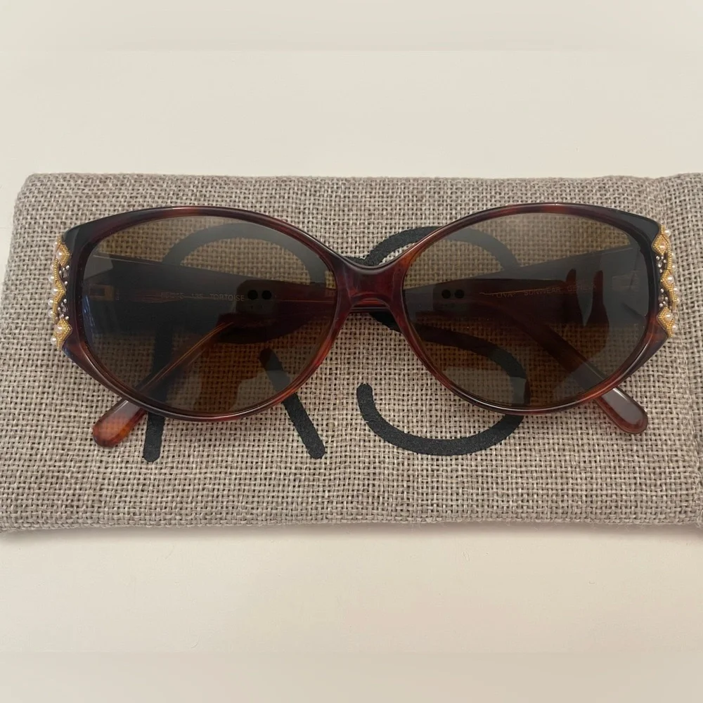Bulova Rhinestone Tortoise Shell Sunglasses - Picture 12 of 15